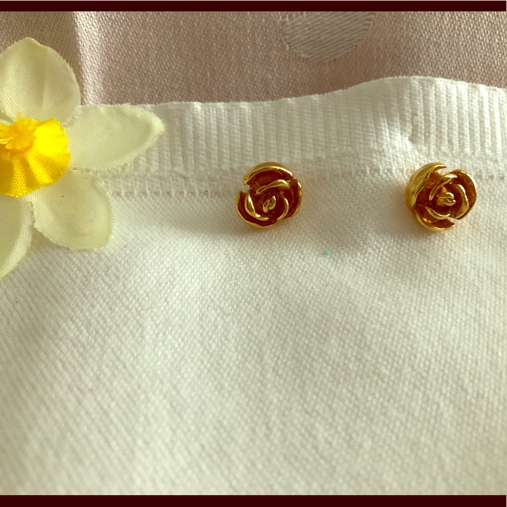 Mini Roses gold plated stud earrings